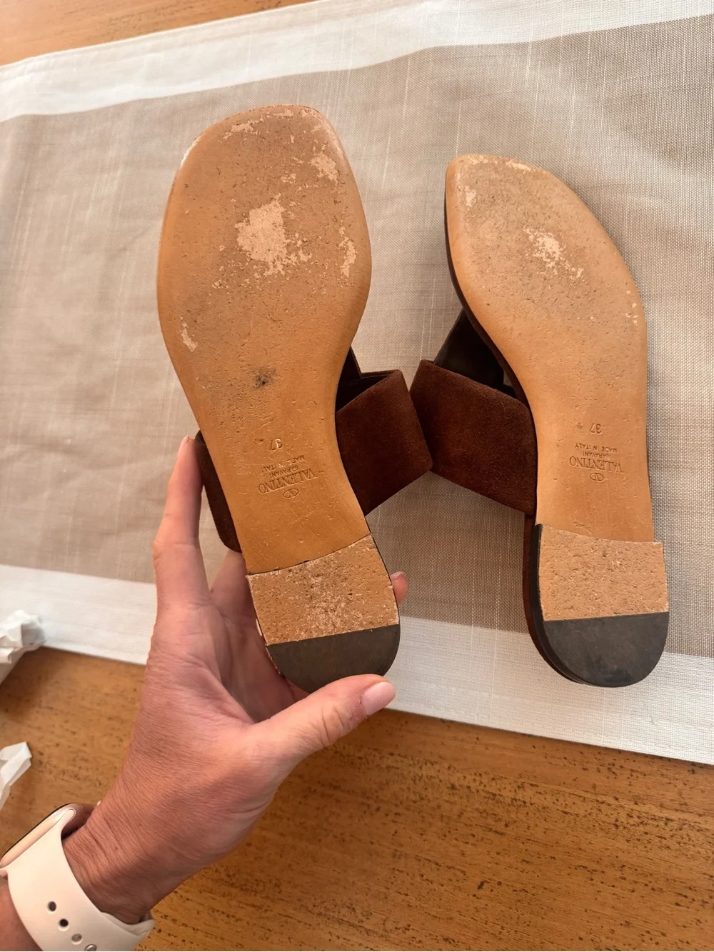 Valentino brown suede rockstud sandal